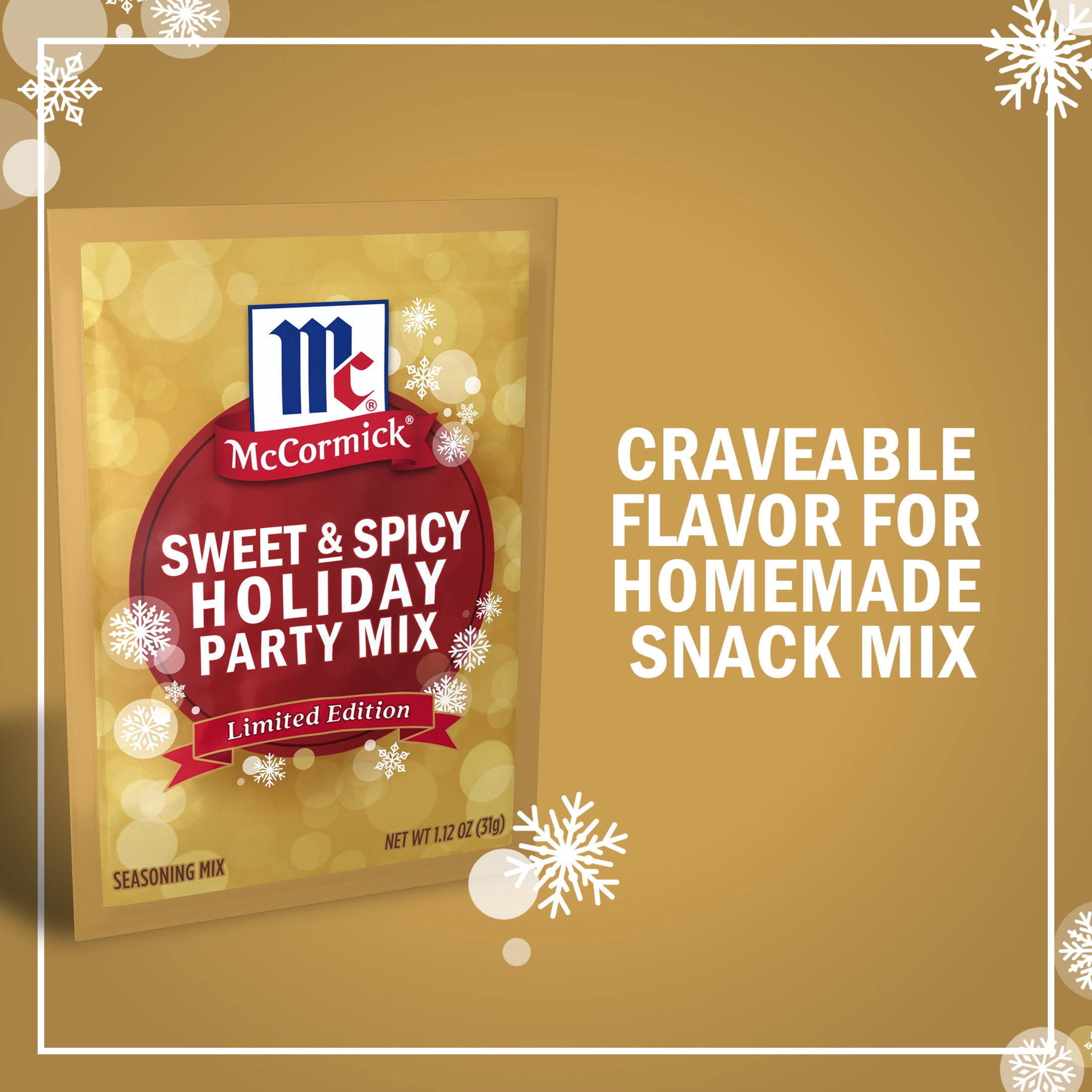 (5 pack) McCormick Sweet & Spicy Party Mix, 1.12 oz Packet