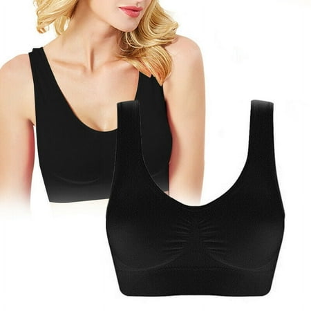 FIEWESEY Sports Bras for Women Seamless Sports Bra High Impact Bralette Running Yogo Workout Vest Outdoor (M Black)