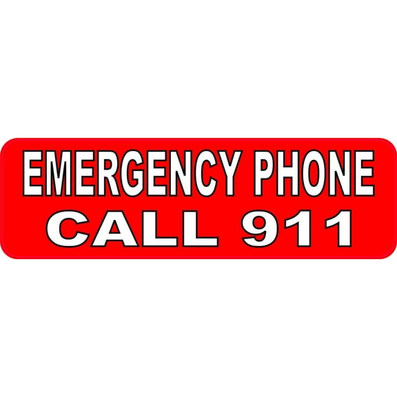10in x 3in Emergency Phone Call 911 Vinyl Sticker
