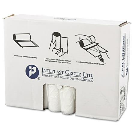 Inteplast Group S334011N High-Density Can Liner, 33 x 40, 33gal, 11mic, Clear, 25/Roll, 20 Rolls/Carton