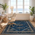 thumbnail image 3 of Design&I 8'x10' Washable Area Rug Fish Symmetrical Silhouetted Marine Faded Navigation Clownfish for King Size Bedroom, Under Bed, Sleek Flatweave Pet Friendly, 3 of 7