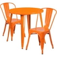 thumbnail image 3 of BizChair Commercial Grade 30" Round Orange Metal Indoor-Outdoor Table Set with 2 Cafe Chairs, 3 of 5