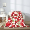 thumbnail image 3 of ZNDUO Watercolor Red Strawberry Pattern Pattern Thickening Blanket, Fluffy Soft Cozy Flannel Throw Blankets, 40"x30" Inches, 3 of 8