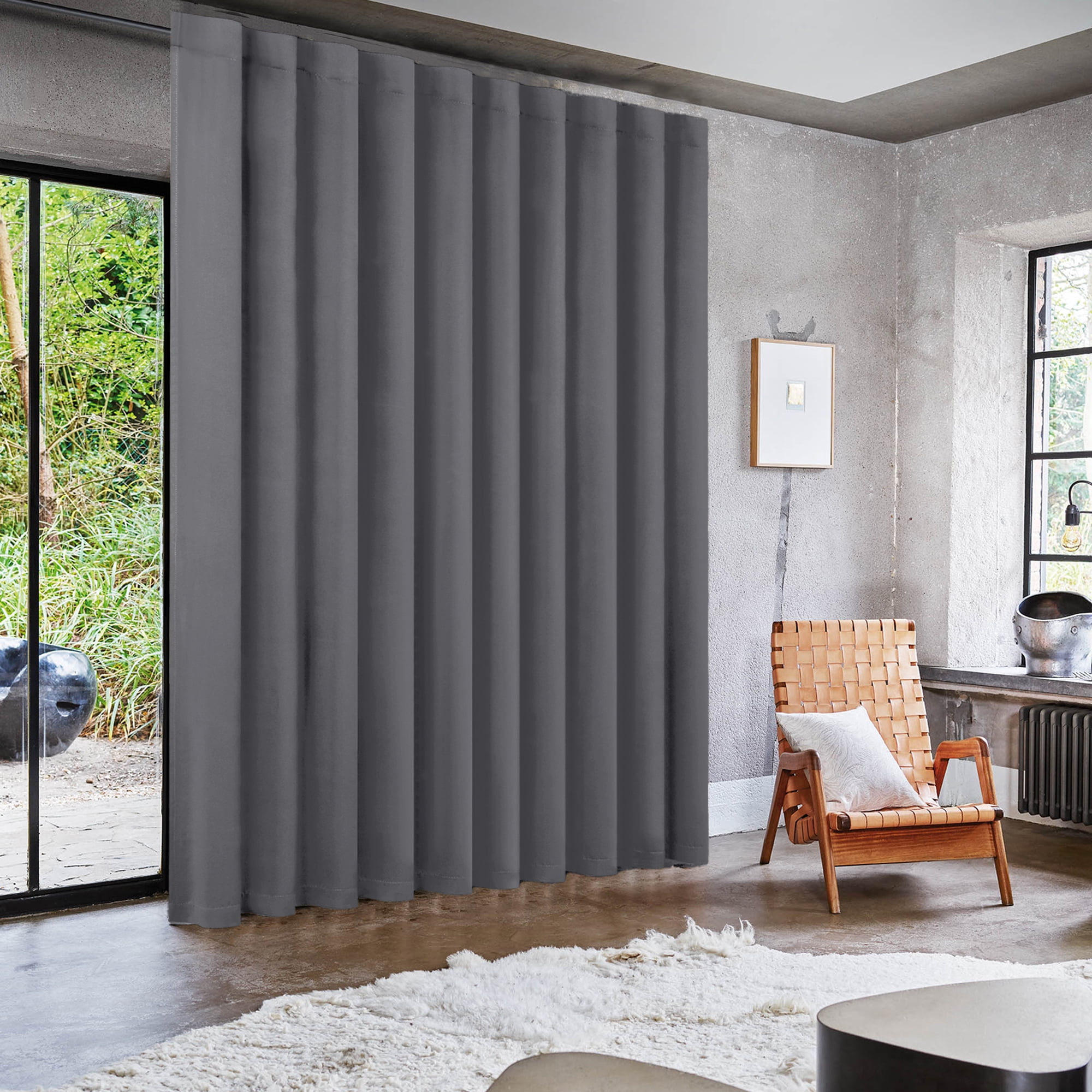 XWZO 80x84 Wide Patio Curtains for Sliding Glass Door, Room Divider Curtains 84 Inches Long 1 Panel, Back Tab & Rod Pocket Room Darkening Curtains for Bedroom Partition, Dark Grey