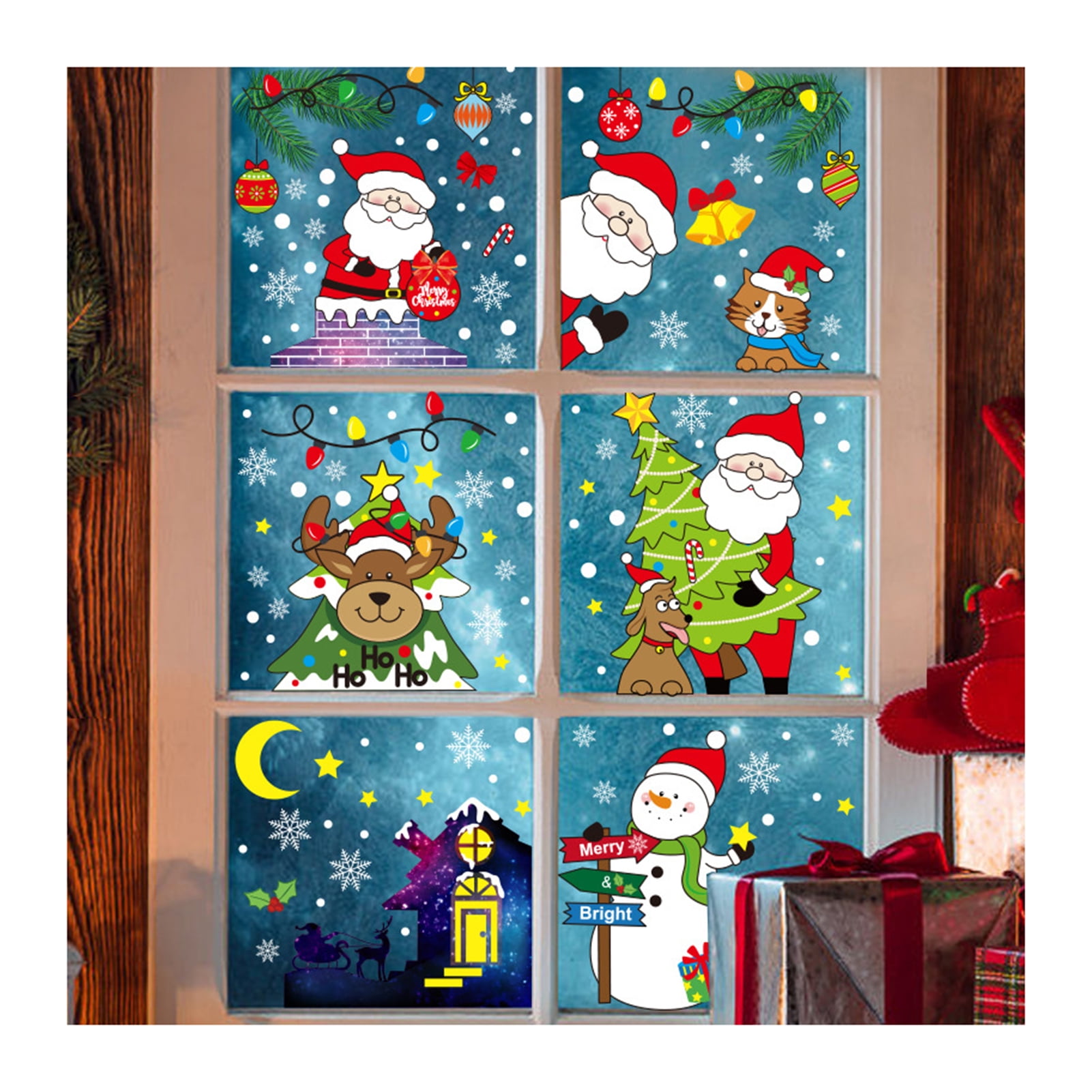 Christmas Window Clings Decals Easy to Remove Window Clings for Window