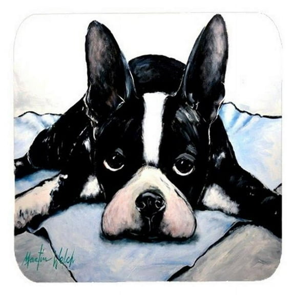 Boston Terrier Jake Dog Tired Foam Coaster