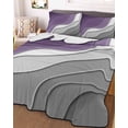 thumbnail image 3 of Quilts Full Size Bedding Set, Purple Grey Ombre Lightweight Quilted Comforter, Modern Geometric Abstract Aesthetics Cream Soft Bedspread Coverlet with Pillow Covers for All Season, 78" x 90", 3 of 7