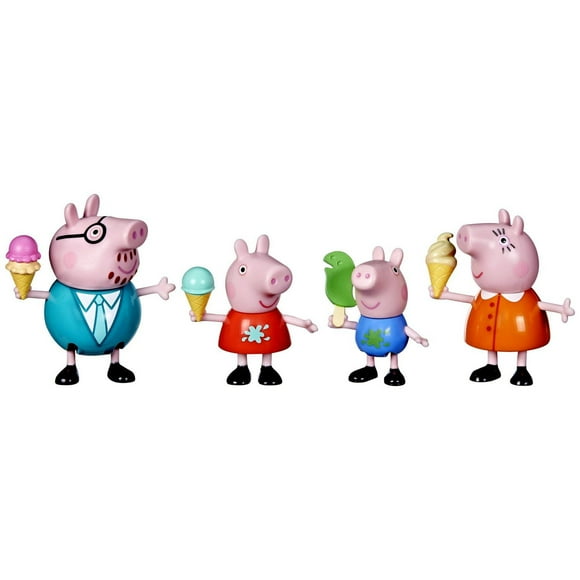 Peppa Pig Peppa's Adventures Peppa's Family Ice Cream Fun Figure 4-Pack Toy, 4 Peppa Pig Family Figures With Frozen Treats, Ages 3 and Up