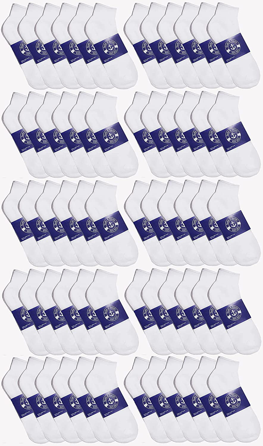 300 Pairs Mens & Womens Quarter Ankle Socks, Cotton, Cheapest Ankle Sock, Donation Homeless, Light weight Bulk Case Wholesale (300 Pairs Mens White)
