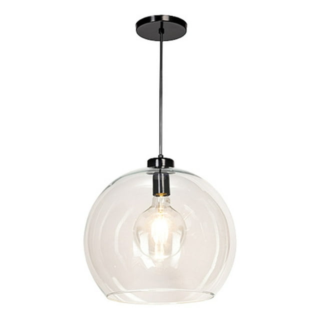 Lampara Colgante Maxxi Vidrio Soplado Transparente Negro