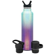 Simple Modern Insulated Water Bottle with 3 Lids: Straw, Flip, and Chug Reusable Ascent Narrow Mouth Stainless Steel Thermos Flask, 24oz, Shimmer: Aurora
