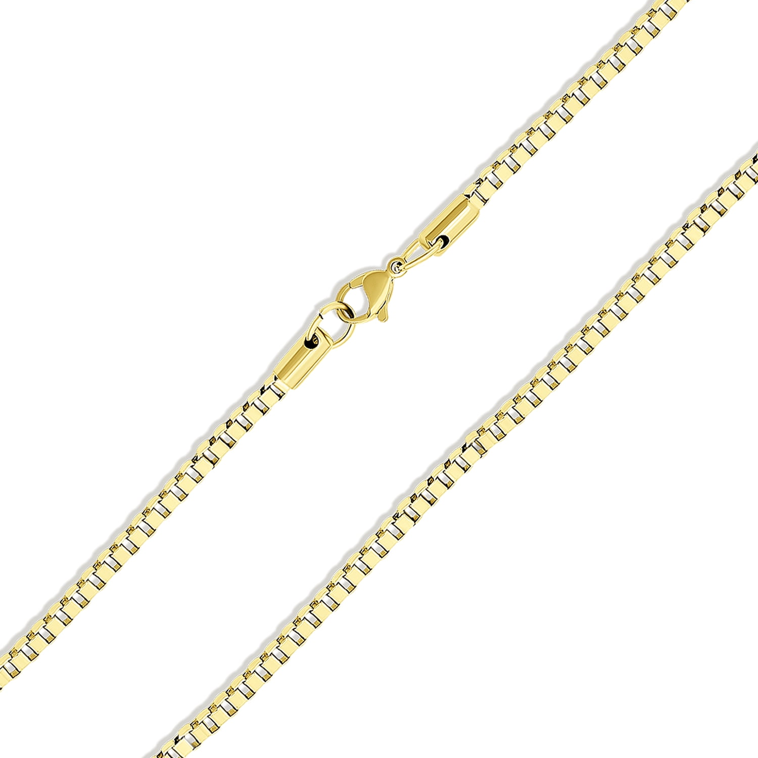 Basic Box Chain Link 3MM Thin Necklace For Men Gold Plated Stainless