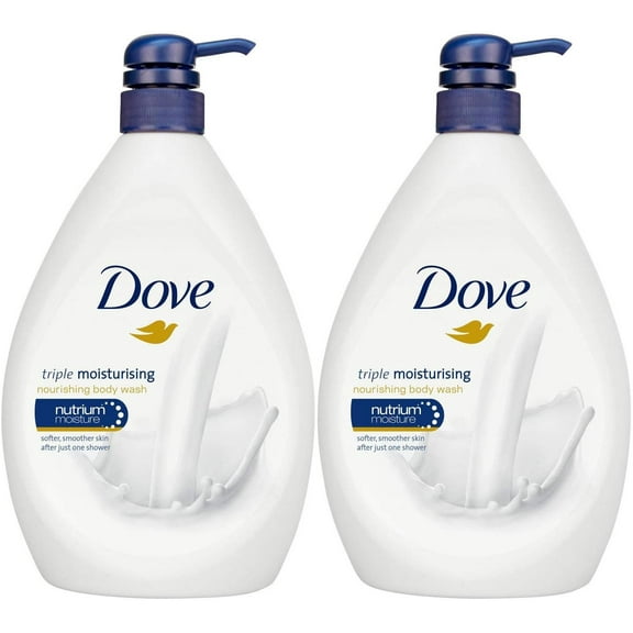 Dove Triple Moisturizing Body Wash, 33.8 Ounce / 1 Liter (Pack of 2)
