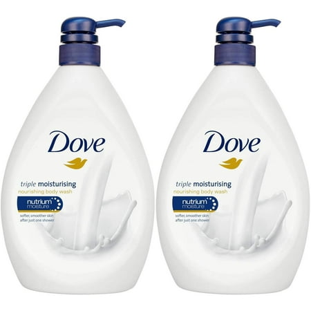 Dove Triple Moisturizing Body Wash, 33.8 Ounce / 1 Liter (Pack of 2)