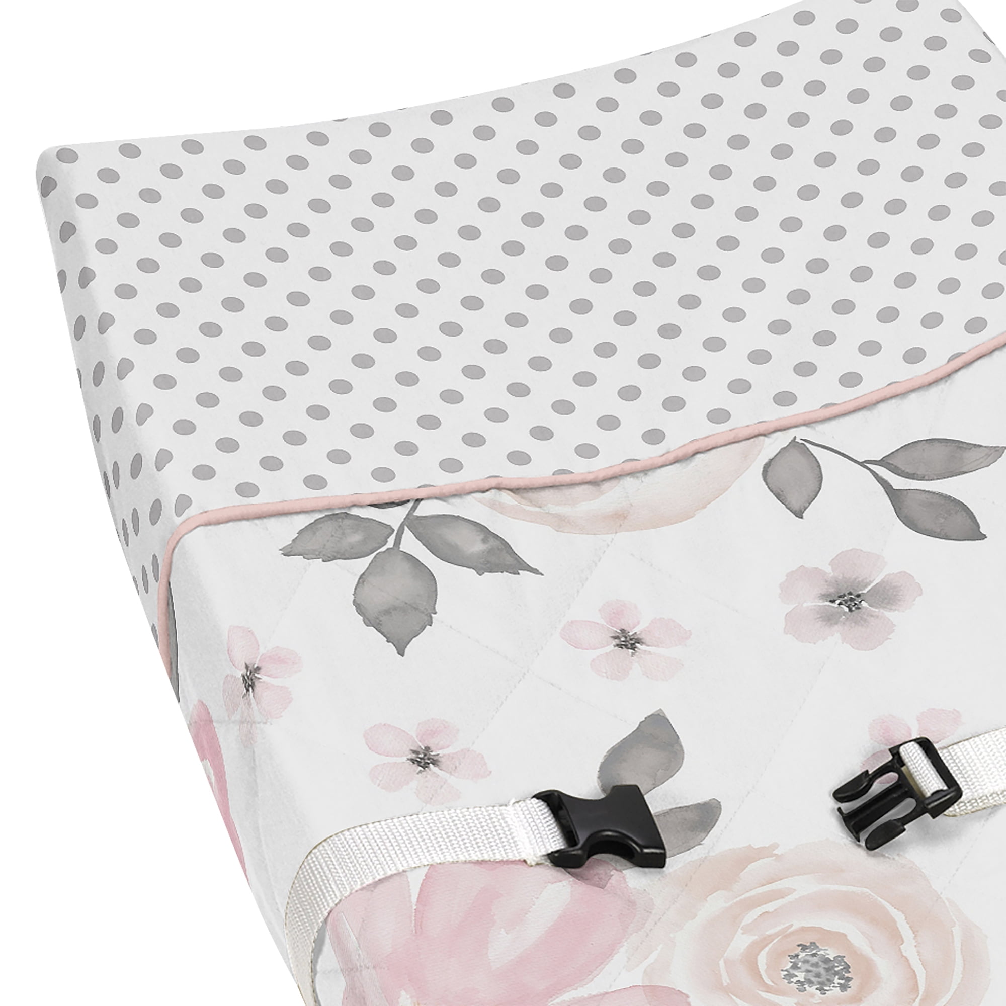 Sweet Jojo Designs Watercolor Floral Pink Grey and White Changing Pad Cover