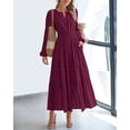 thumbnail image 2 of BTFBM Spring Dresses for Women 2026 Casual Long Sleeve V Neck Elastic Waist Lightweight Maxi Wedding Guest Dress Pockets, 2 of 8