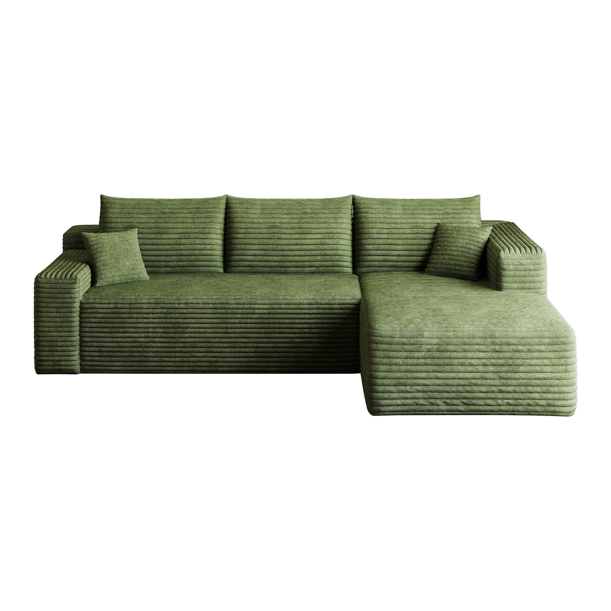 MAYEERTY 95 Inch L‑Shaped Cloud Sectional Sofa, Modern Minimalist Deep‑Seat Corner Couch, Plush Corduroy Upholstered Reversible Sofa, No‑Assembly Required for Living Room Bedroom Apartment