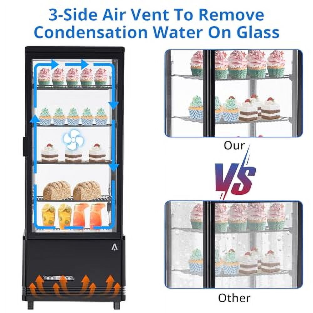 Commercial Refrigerator - 3.46 cu.ft. 98L, Upright Beverage Cooler, Countertop Design with LED Light, Ideal for Home, Store, Gym, Office, and Cafe Restaurant