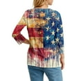 thumbnail image 6 of IYYVV 3/4 Length Sleeve Womens Tops 4th of July Button Down Shirts for Women Summer Top 2025 Patriotic Stars Stripes Flag Graphic Tees Red 2XL, 6 of 7