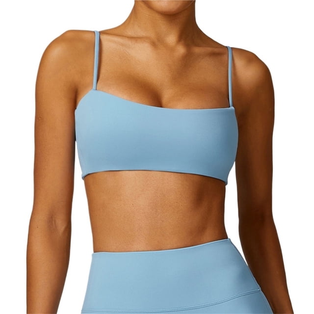 Sujetador deportivo con cuello cuadrado for mujer, tirantes finos, camisola acolchada, Yoga, espalda cuadrada inalámbrica, sujetador de entrenamiento, Top corto