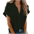 thumbnail image 7 of BSDJILFG Womens Lapel Blouse V Neck Button Down Shirt Short Sleeve Lapel Tops Casual Solid Shirts on Clearance,Sizes S-3XL, 7 of 7