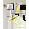 thumbnail image 3 of Tie Up Valance Curtain for Kitchen, Modern Line Style Art Rod Pocket Short Curtains Adjustable Tie-Up Shade Valances, Color Block Window Treatment for Bathroom Living Room Bedroom, 3 of 7