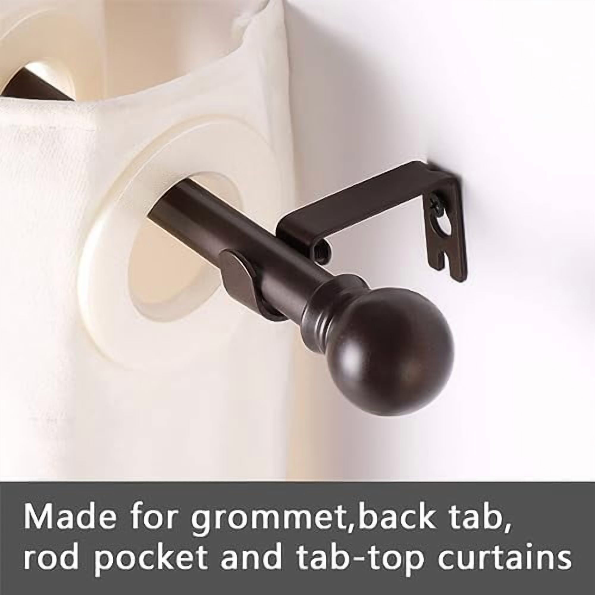 2 Pack Brown Curtain Rods for windows 28 to 78 inch, 5/8 inch Splicing Heavy Duty Metal Curtain Rod Set with Brackets