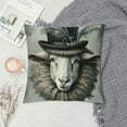 thumbnail image 2 of PRATYUS Sheep Throw Pillow Covers Farm Animals Ram Goat with Green Feather Black Hat Design Pillow Cases Cushion CoverHome Sofa Couch Decor Pillow Cover  White, 2 of 5