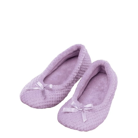 

Chenille Ballet Slippers Flexible House Slipper Design Plush Insole Non-Skid Outer Sole - Size XL Light Purple
