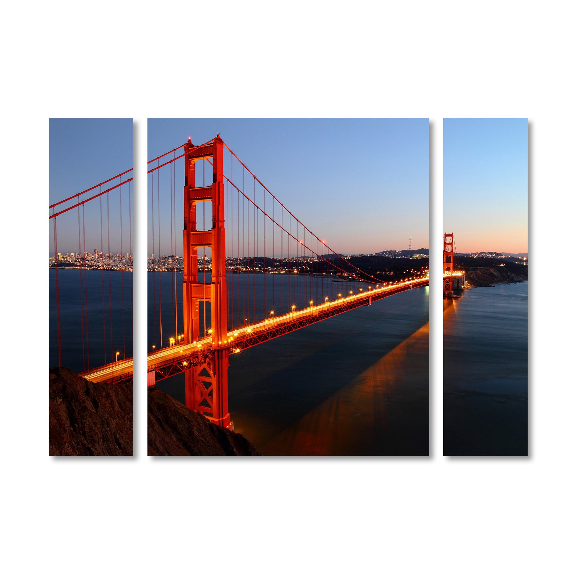 Trademark Fine Art "Golden Gate SF" Canvas Art by Pierre Leclerc Three Panel Set