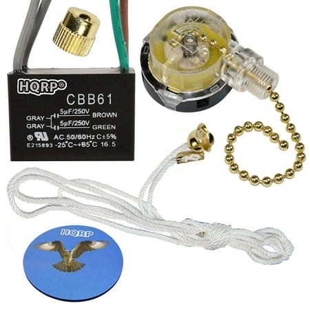 Hqrp Kit Ceiling Fan Capacitor Cbb61 5uf 5uf 4 Wire And 3
