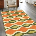 thumbnail image 3 of 3'x5' Area Rugs, Orange Green Geometric Indoor Outdoor Area Rug for Living Room Bedroom, Abstract Moire Contemporary Washable Bathroom Rugs Kitchen Floor Carpet Mats Home Decor Aesthetic, 3 of 8