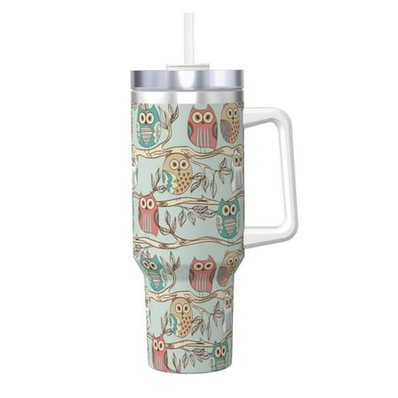 

Tideii Cute Owl for 40OZ Ice Cup Stainless Steel Heat-insulating and Cold-insulating Water Cup with Handle Suitable for Indoor and Outdoor Activities