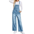 thumbnail image 4 of Adjustable Strap Sleeveless Women Loose Denim Overall Wide Leg Jumpsuit, 4 of 6