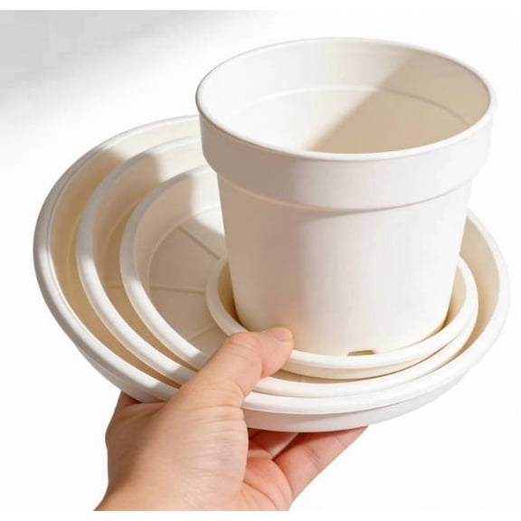 Flower Pot Saucer 9 1.1in Thickened Plastic Tray Catches Water Drip Runoff for Indoor Outdoor Potted Plants, by IHXORA