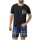 thumbnail image 1 of Mangas de Mano para Hombres Plaid Casual Home Sleepwear Manga Corta Cuello Redondo Top Y Pantalones Cortos Set, Algodón Poliéster Sala de Desgaste, 1 of 6