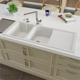 thumbnail image 1 of Pemberly Row White 46" Double Bowl Granite Composite Kitchen Sink w/ Drainboard, 1 of 9