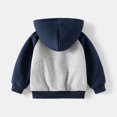 thumbnail image 3 of GYRATEDREAM Toddler Baby Boy Hooded Sweatshirt Coat Cotton Long Sleeve Color Block Zipper Hoodie Outwear Kids Casual Fall Winter Jacket Clothes Bluish Gray for 2-10 Years, 3 of 8