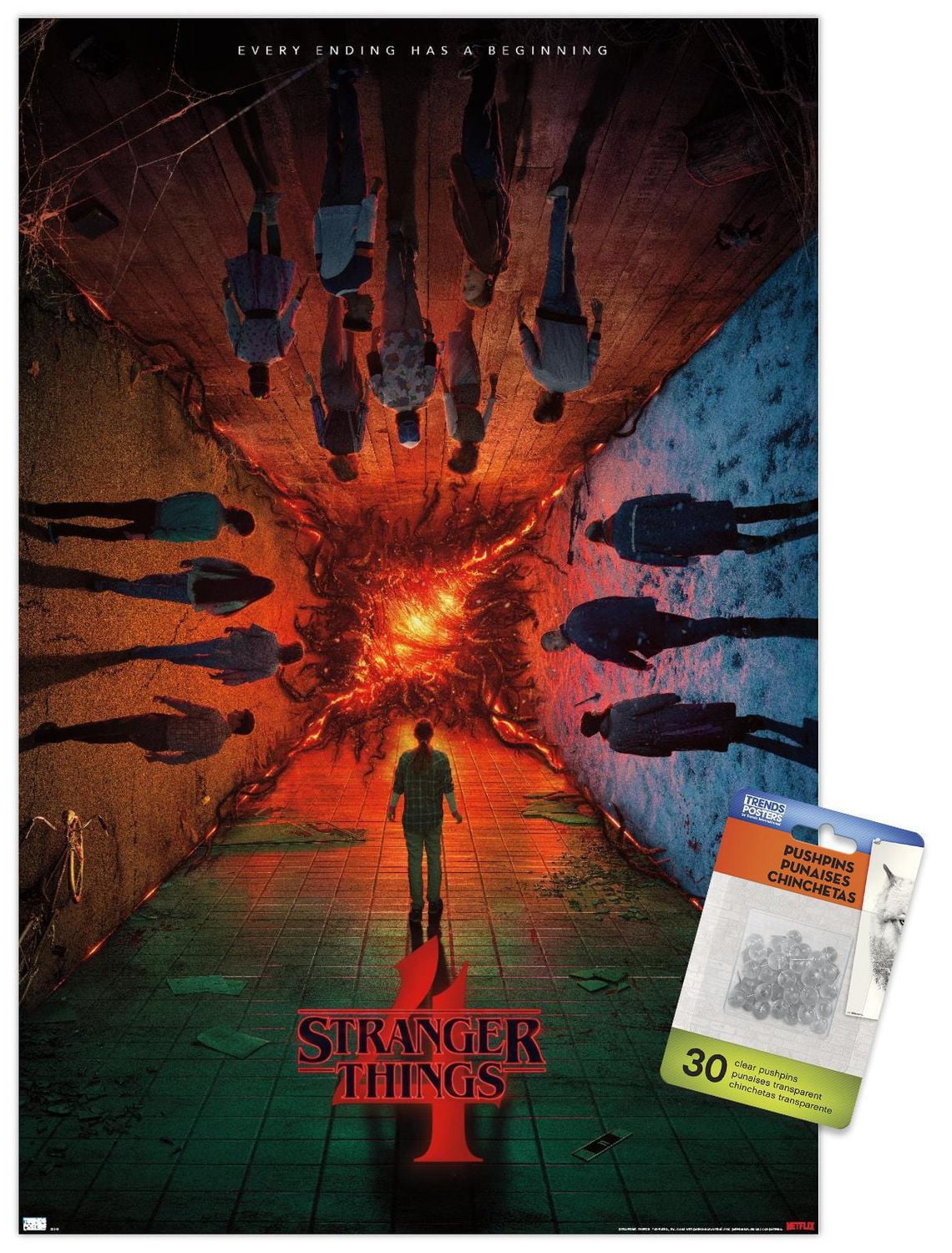 Netflix Stranger Things: Season 4 - Group Teaser One Sheet 22.375" x 34" Wall Poster with Poster Mounts, by Trends International