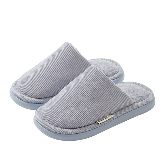 AUXDIQ Women Men Comfort House Slippers Warm Home Shoes Striped Fluffy Slides