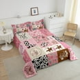 thumbnail image 4 of Western Cow Print Comforter Set Black and White Cow Pattern Bedding Comforter Sets, Pink Cowgirl Southwestern Hat Riding Boots Decor Bedding Full Size, 1 Comforter 2 Pillowcases, 4 of 6