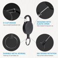 thumbnail image 3 of 2pcs Porte-cls Rtractable - Noir, Porte Badge Clef Retractable, Enrouleur Porte-cls Avec 60 Cm De Fil Dacier, Porte-badge Cls Rtractable Pour Pant, 3 of 5