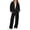 Black, variant on Women's Sweatsuit 2 Piece Outfit Long Sleeve Full Zip Hooded Jacket with Drawstring Wide Leg Pants Relaxed Fit Casual Lounge Wear Tracksuit Set for Fall Winter Daily Black L