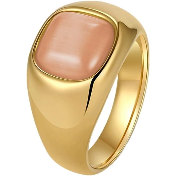 Zephyriana Men's Women's Stainless Steel Trendy Inlaid Gem Fresh Exquisite Retro Style Gift Wedding Ring