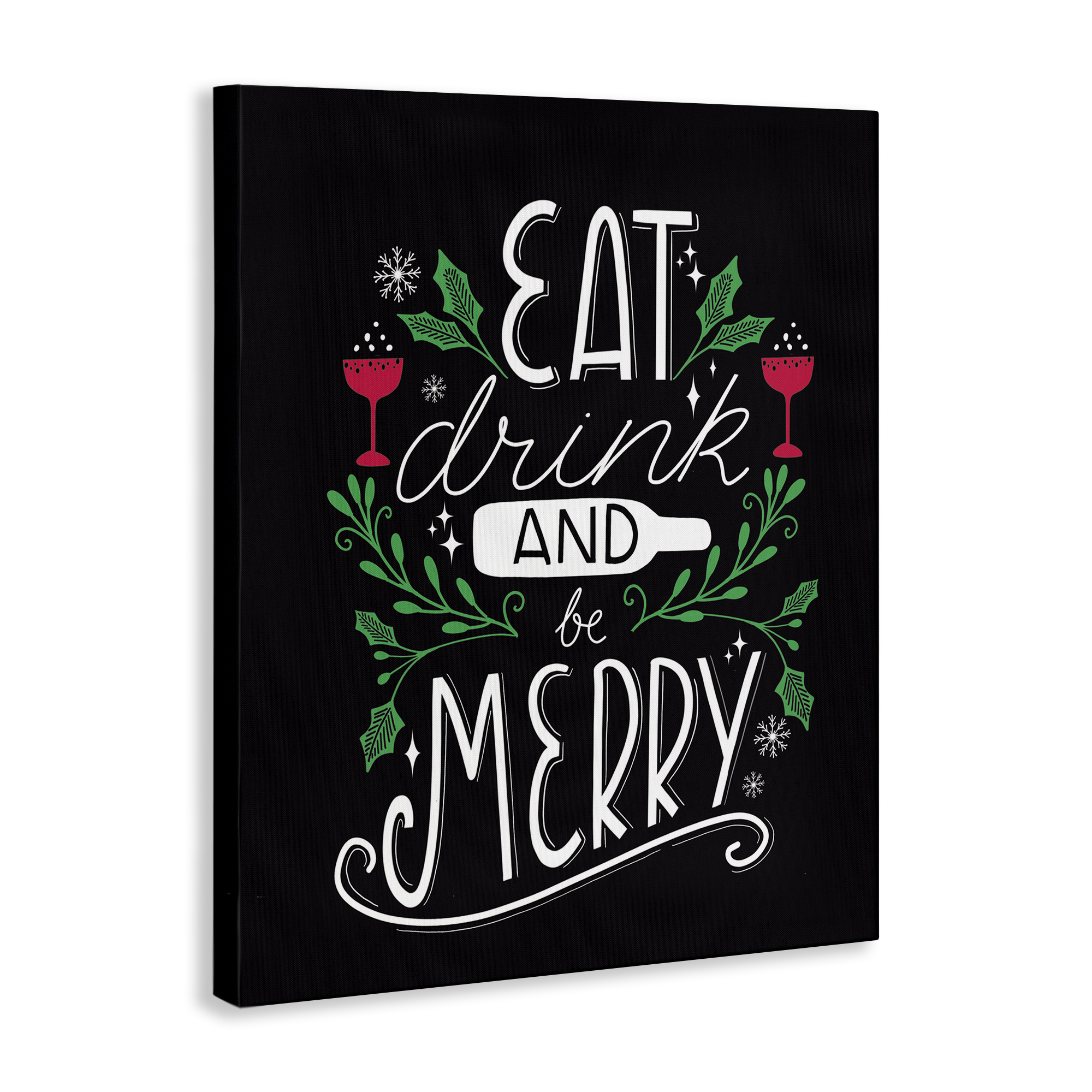Stupell Industries Eat Drink and Merry Xmas Holiday Painting Gallery Wrapped Canvas Art Prints Wall Art, 24 x 30