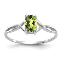 Auriga Fine Jewelry 14K White Gold Peridot Birthstone Ring for Women Size- 7