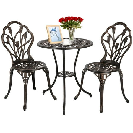 Yaheetech 3 Piece Patio Set Outdoor Patio Furniture Tulip Design Yaheetech 3 Piece Patio Set Outdoor Patio Furniture Tulip Design Setting Cast Bistro Table Chair, - Yaheetech 3 Piece Patio Set Outdoor Patio Furniture Tulip Design
