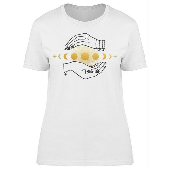 Hands Holding Moon T-Shirt Women -Image by Shutterstock, Female Small