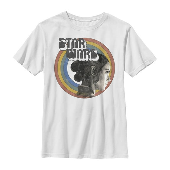 Boy's Star Wars: The Rise of Skywalker Rey Vintage Rainbow  Graphic Tee White Medium