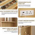 thumbnail image 6 of 48" Fluted Makeup Vanity Set with 36" LED Mirror, 3 Lighting Modes & Built-in Outlets, 5-Drawer Storage & Glass Top Dressing Table for Bedroom, Oak, 6 of 8